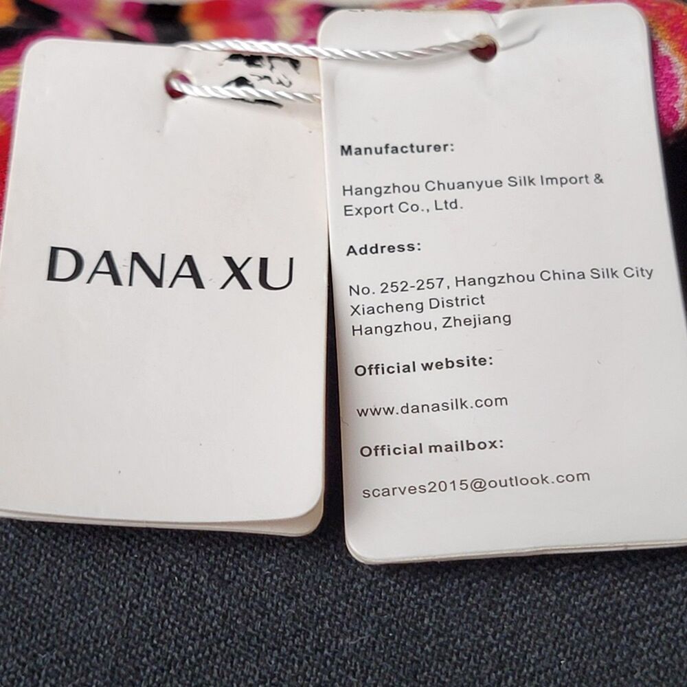Dana Xu Paisley Scarf Wool Silk Pink Wrap Shawl Large Women's 50" x 46" NWT Boho - Picture 6 of 7